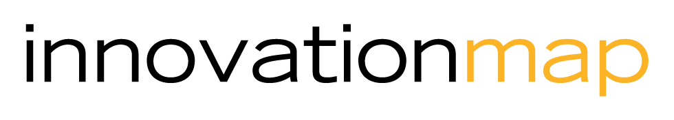 a black and yellow logo with the word map.