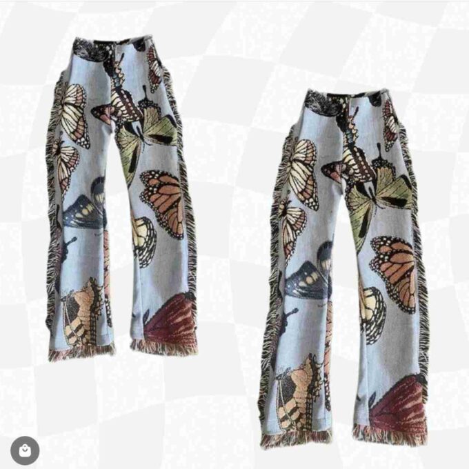 a pair of pants with butterflies on them.