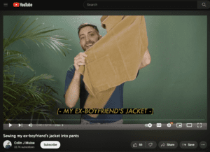 a man is holding a bag with a joke on it.