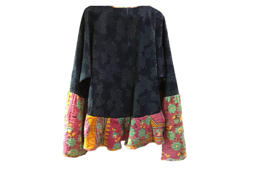 Blue denim and kantha jacket