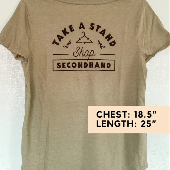 A t - shirt that says take a stand secondhand.